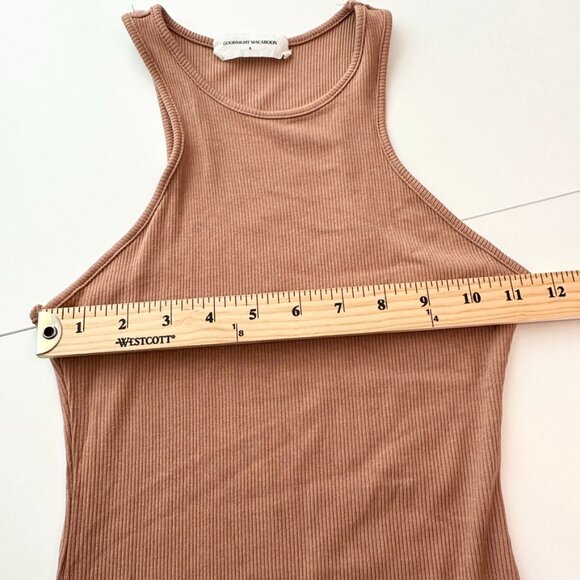 Goodnight Macaroon Dress Womens Small Brown Fitted Ribbed Slit Solid Sleeveless - Picture 6 of 7